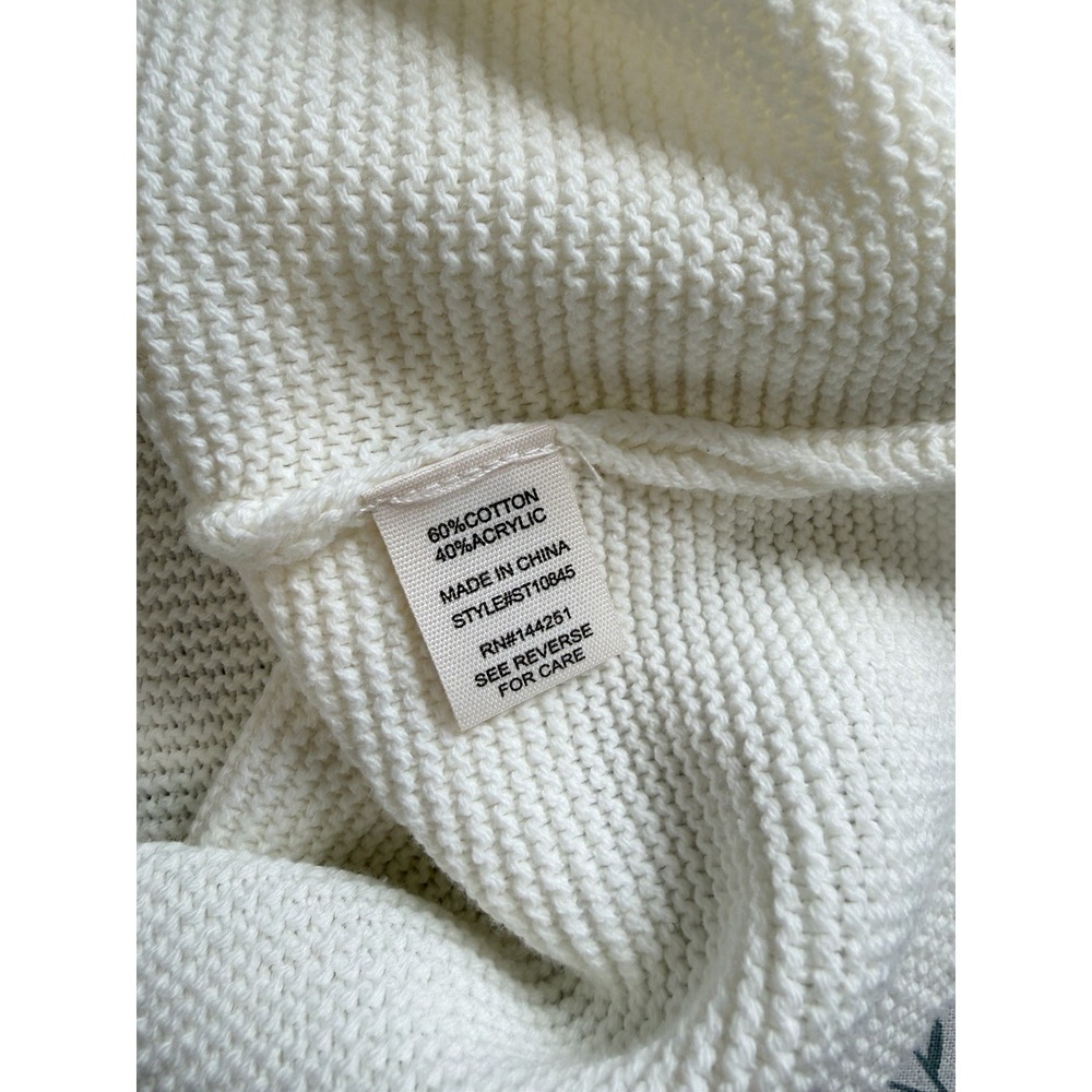 Jessica Simpson Cream Knit Heart Detail Crewneck Sweater Women's M Minimalist - Picture 7 of 9